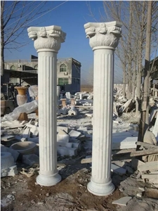 Beige Marble Column Sculptured Roman Architectural Pillars,Hand Craft Carving Beige Home Decorated Sculptured Columns