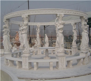 Big Elegant Classic White Marble Garden Gazebo, Hand Carved Wholesale Marble Cheap Garden Gazebo