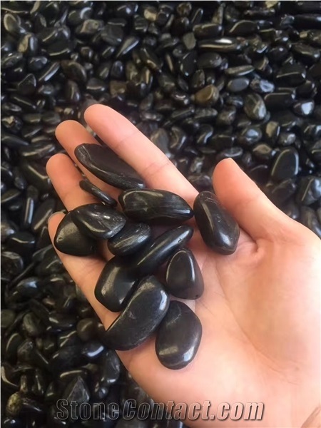 Cheap Price Natural River Stone High Polished Black Pebbles