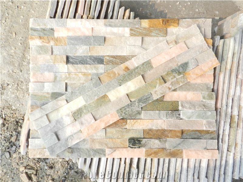 China Beige Slate Stacked Stone Veneer,Wall Cladding Panel Ledge Stone, Landscaping Building Interior & Exterior Decor Natural Culture Stone 55x15cm Z
