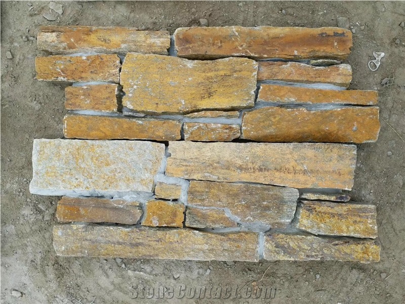 Chinese Cheap Yellow Wall Cladding;Cultural Cement Stone Veneer, China Yellow Quartzite Ledge Stone,Culture Stone