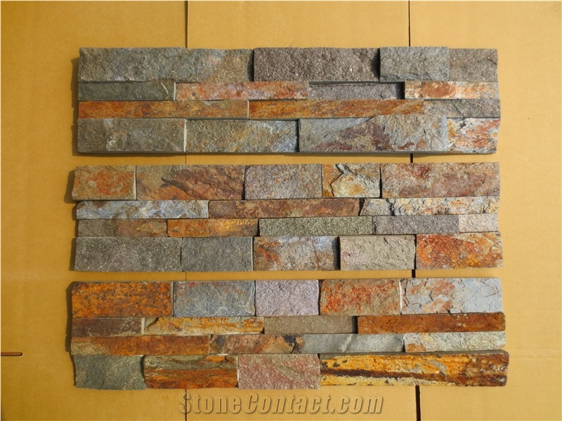 Chinese Popular Cheap Rusty, Brown Culture Stone/Corner/ Ledge Stone Wall Cladding Decor, Exterior Natural Building Stone Wall Garden Decoration