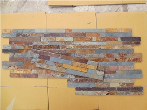 Chinese Rust Slate Cultured Stone, Wall Cladding, Rusty Stacked Stone Veneer