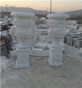 Customized White Marble Garden Decoration, Handcarved Landscaping, Exterior Landscaping Outdoor Planters