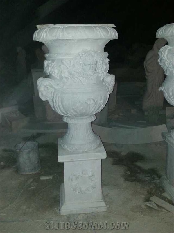 Customized White Marble Garden Decoration, Handcarved Landscaping, Exterior Landscaping Outdoor Planters