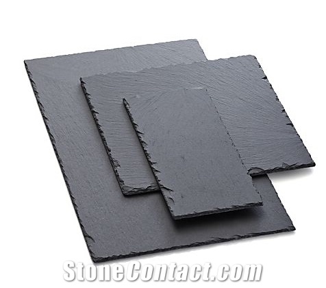 Factory Direct Sales Wholesale Natural Edge 30*20*0.5cm Rectangle Black Slate Stone Plate