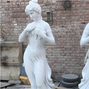 Four Season Goddess Marble Statues for Garden, Garden European Large Natural White Stone Statues