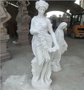 Four Season Goddess Marble Statues for Garden, Garden European Large Natural White Stone Statues