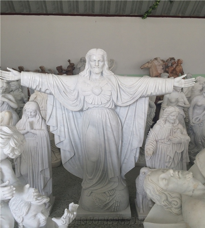 Marble Carving Large Outdoor Religious Jesus Statue for Sale