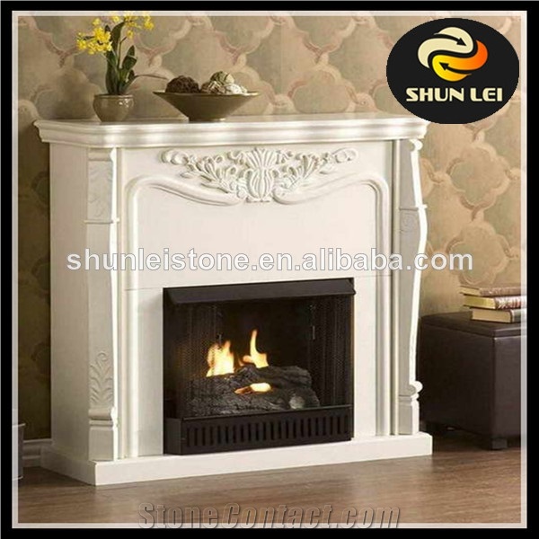 Modern Marble Stone Fireplace Mantel, Fireplace Surrounds for Sale, Hand Carved Marble Fireplace