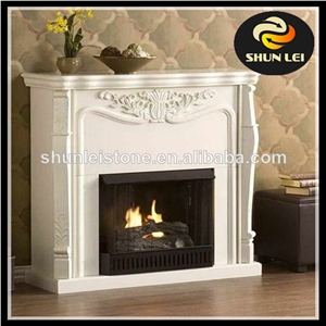 Modern Marble Stone Fireplace Mantel, Fireplace Surrounds for Sale, Hand Carved Marble Fireplace