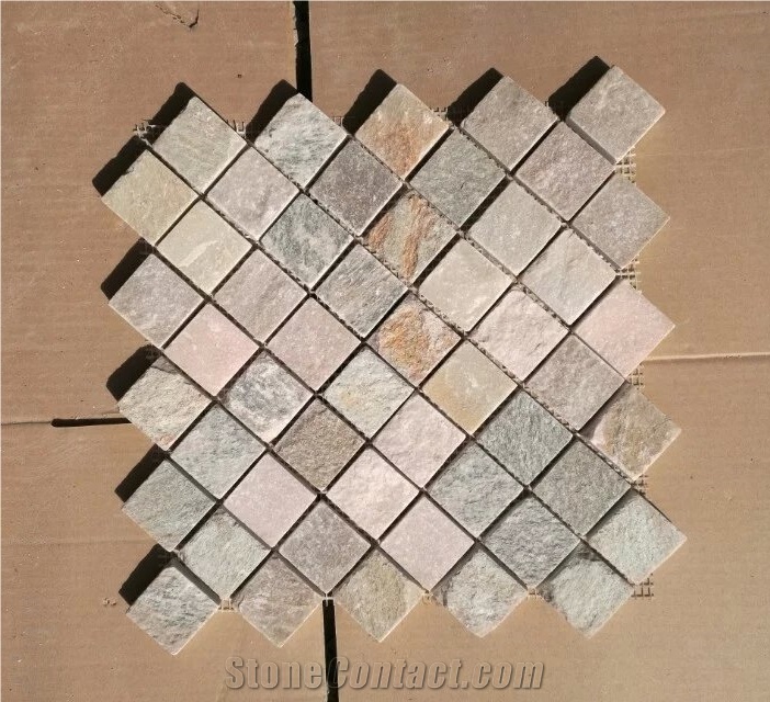 Natural Beige White Pebble Stone Mosaic Sheet Tiles for Wall Cladding and Floor Pave Crushed Stone Mosaic Sheet with Back Mesh Cultured Stone Mosaic