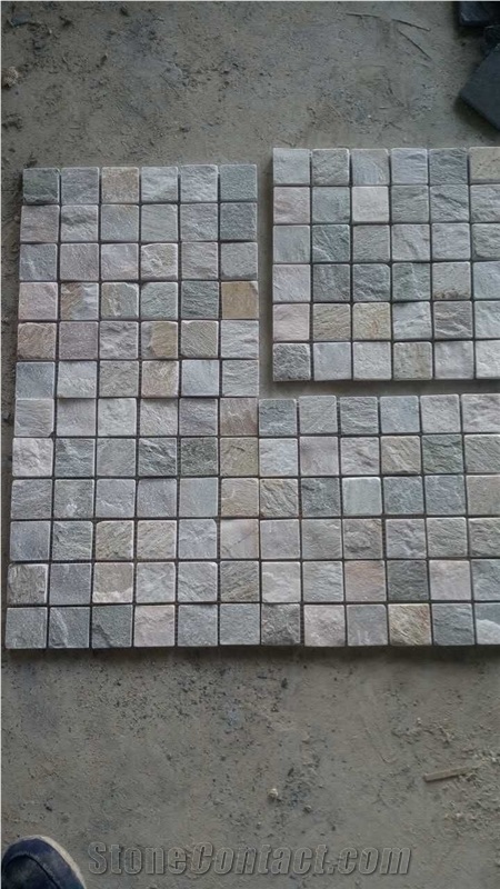 Natural Beige White Pebble Stone Mosaic Sheet Tiles for Wall Cladding and Floor Pave Crushed Stone Mosaic Sheet with Back Mesh Cultured Stone Mosaic