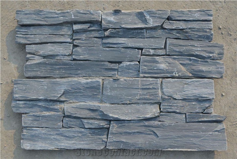 Natural Slate Stacked Culture Stone with Cement Back Panels for Exterior Wall