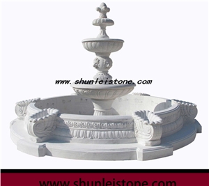 Natural White Marble Large Outdoor Garden Water Fountains Manufacture, Exterior Water Features China Factory