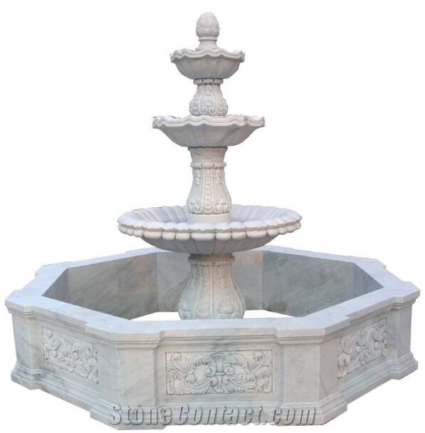 Outdoor Natural Stone Garden Fountains, Natural Stone Round Fountain, Garden Yellow Marble 4 Tier Water Fountain Sale