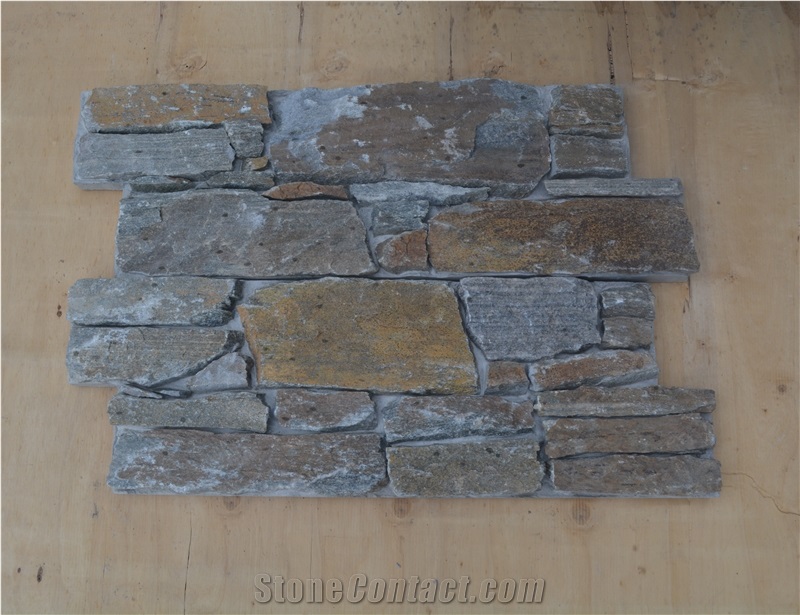 Rusty Slate Brown Ledge Stone Stacked Stone Veneer Wall