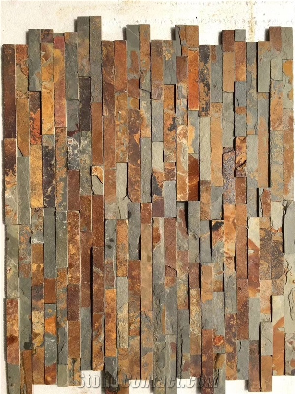 Slate Cultured Stone, Wall Cladding, Stacked Stone Wall Panel, Thin Stone Veneer,Cultured Stone.Rectangle S Z ,Ledge Nature Cultured Stone