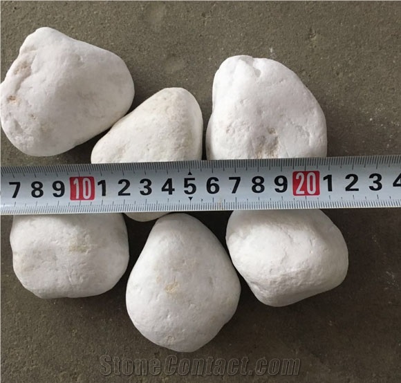 Snow White Pebble Stone,Snow White Flat Pebble ,Snow White Gravel,Snow White Polished Pebble Stone, Machine Customized Pebble Stone