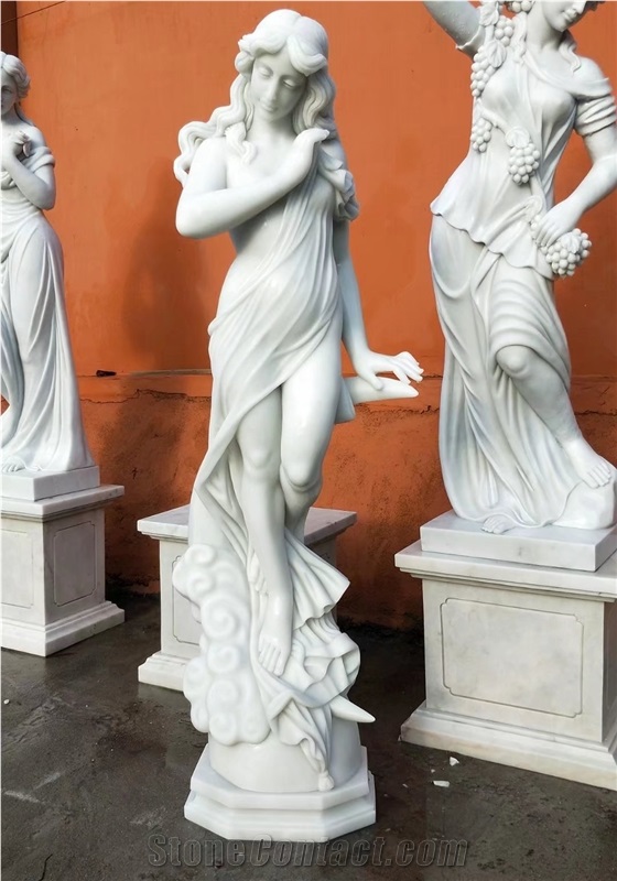 Women Statue , Latest White Marble Human Sculpture , Marble Carving Stone with Low Price , Handcraft Landscaping Garden Decorated Stone
