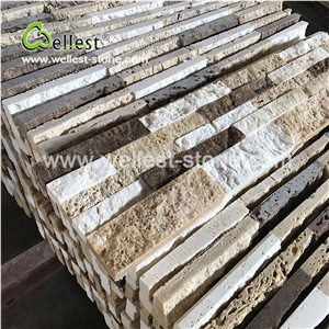 Beige Coffee Travertine Ledge Culture Stacked Stone Pannel for Interior Exterior Garden Feature Wall Vaneer Cladding Decor and Pool Waterfall