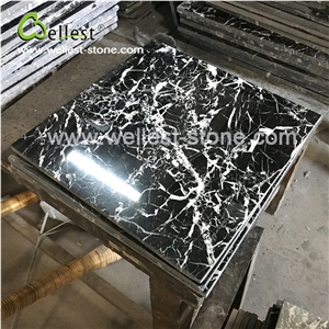 Black Nero Marquina Marble with More White Veins Polished Tile 305x305