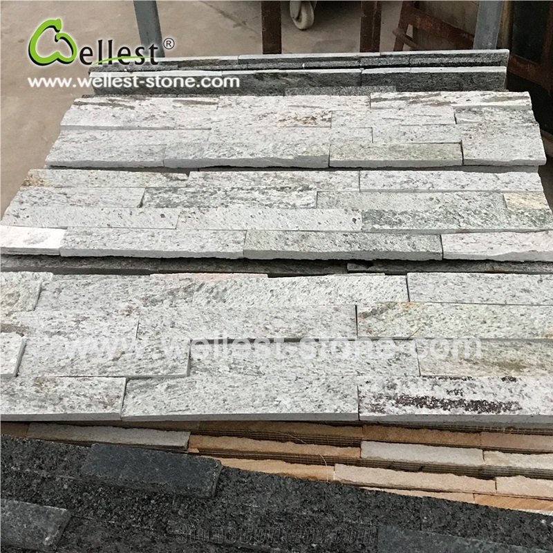 Green Quartzite Ledge Culture Stacked Stone Pannel for Interior Exterior Garden Feature Wall Veneer Cladding Decor Pool Waterfall Fireplace Breast
