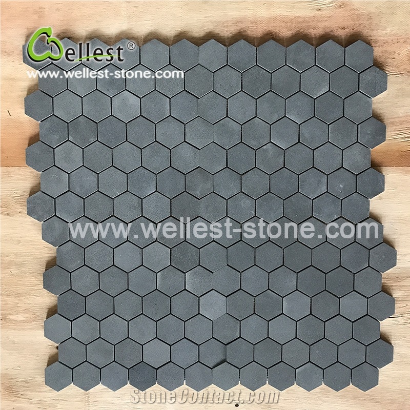 Grey Basalt Honed Hexagon Mosaic for Bathroom Wall and Floor