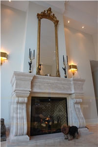 Beige Marble Solid Fireplace Mantel Surround