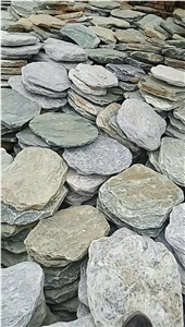 Grey Tumbled Slate Stepping Stone Garden Paver Round Shape