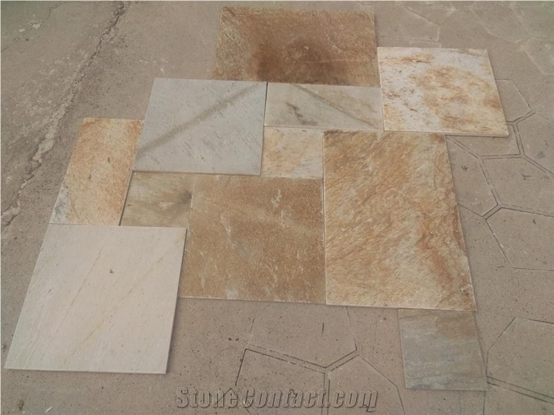 P014 Slate Good Yellow and Beige Color Paving Tiles