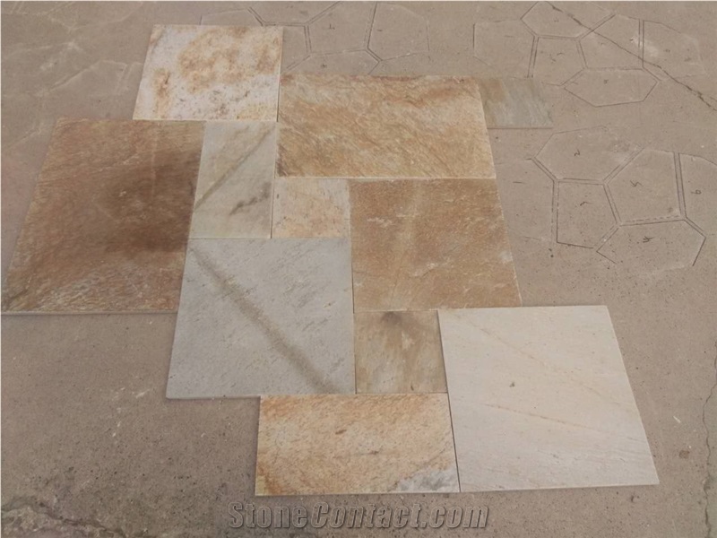 P014 Slate Good Yellow and Beige Color Paving Tiles