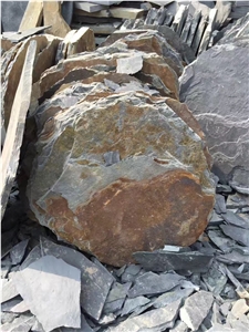 Rust Tumbled Slate Stepping Stone Garden Paver Round Shape
