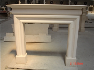 White Limestone Fireplace Mantel Surround
