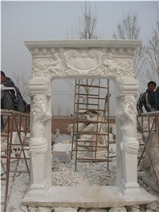 White Marble Door Surround for Main Entry,Western Sculptured Door Frame