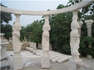 White Marble Gazebo with Statue Sculpture