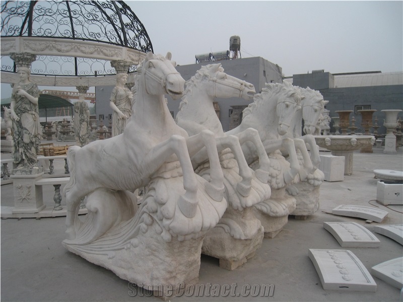 White Marble Horse Statue Sculpture