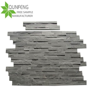 15*60cm Split Surface Natural Black Culture Stone Wall in Slate