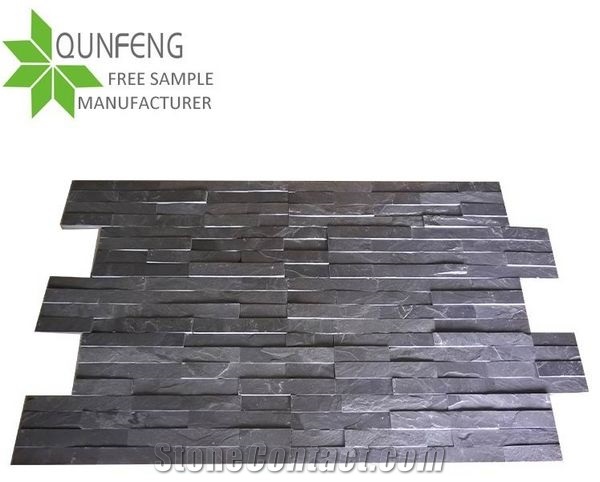 Antacid Split Surface Natural Black Stone Veneer Culture Slate Wall,Ledgestone for Cladding