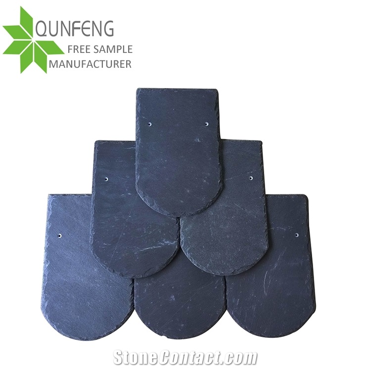 Cheap Price for Half Round Shape/Fish Scale Black Roof Slate Tiles for Covering