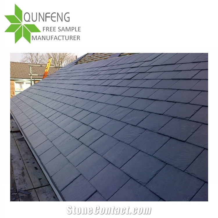 China Rectangular Shape Dark Grey/Black Roofing Slate Tiles and Covering,Slate Tile Roof