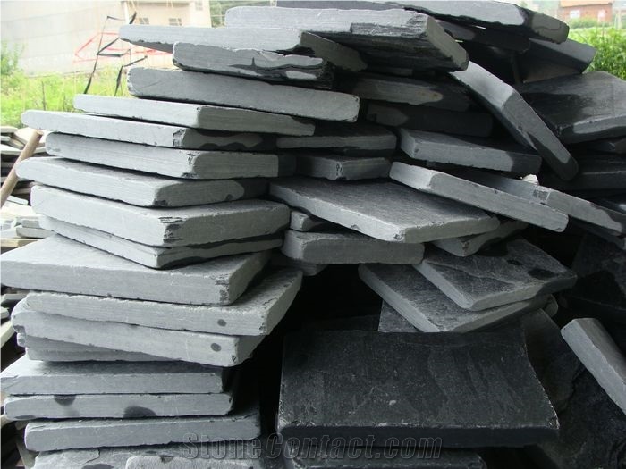 Cut-To-Size Stone Form and Erosion Resistance Antacid Natural Black Slate Tile Bulk Wholesale Tumbled Stones