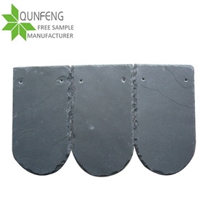 Eco-Friendly Construction Building Materials Thin Roofing Slate Tile,Fish Scale Shape Dark Grey Roof Slate Stone