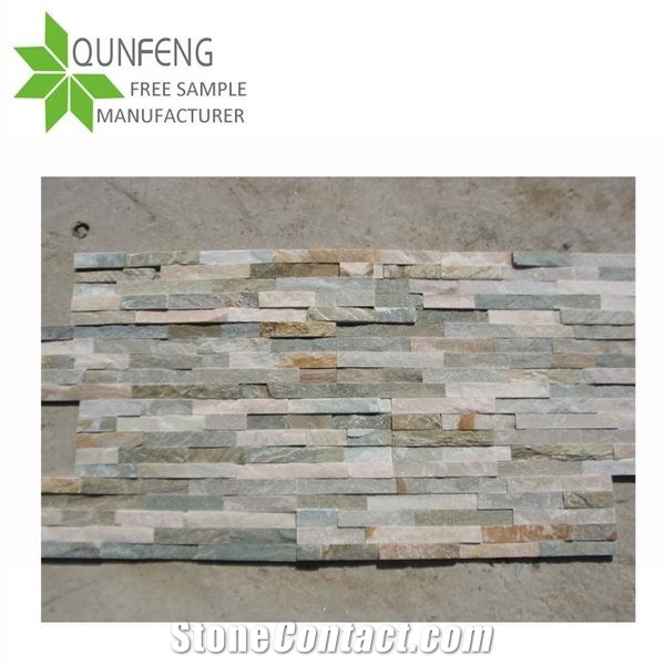 Hebei P014 Mixed Color/Beige /Brown Slate Cultured Stone,Split Face Stone Veneer.China Thin Stone Veneer