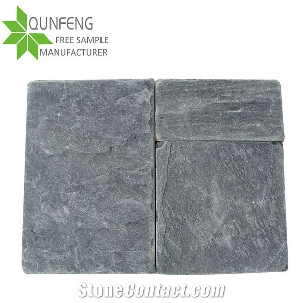 Hot Sale Erosion Resistance Antacid Natural Tumbled Stone Tile Black Slate,Tumbled Stone for Walkway