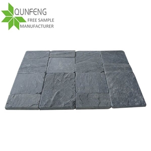 Split Surface Black Slate Tumbled Stone for Stepping Stone,Slate Tumbled Paving Tiles