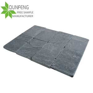 Split Surface Black Slate Tumbled Stone for Stepping Stone,Slate Tumbled Paving Tiles