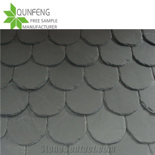 Waterproof Black Slate Roofing Tiles,Jiujiang Fish Scale Slate Roof,Slate Tiles Stone,"U" and Half Round Shape Roof Tiles