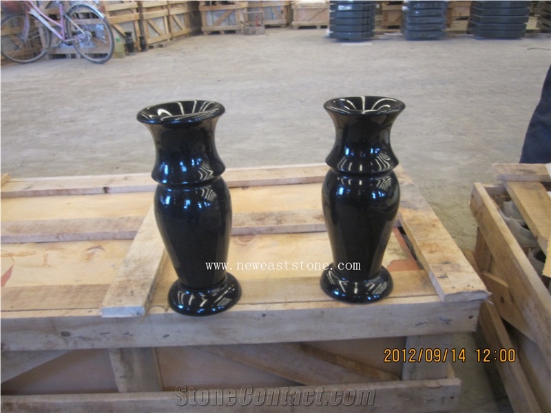 Black Granite,Beiyue Hei,Chanxi Black Granite,China Absoluto Black Granite North Mountain Black Funeral Accessories Modern Monumental Vases