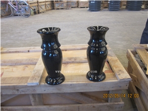 Black Granite,Beiyue Hei,Chanxi Black Granite,China Absoluto Black Granite North Mountain Black Funeral Accessories Modern Monumental Vases